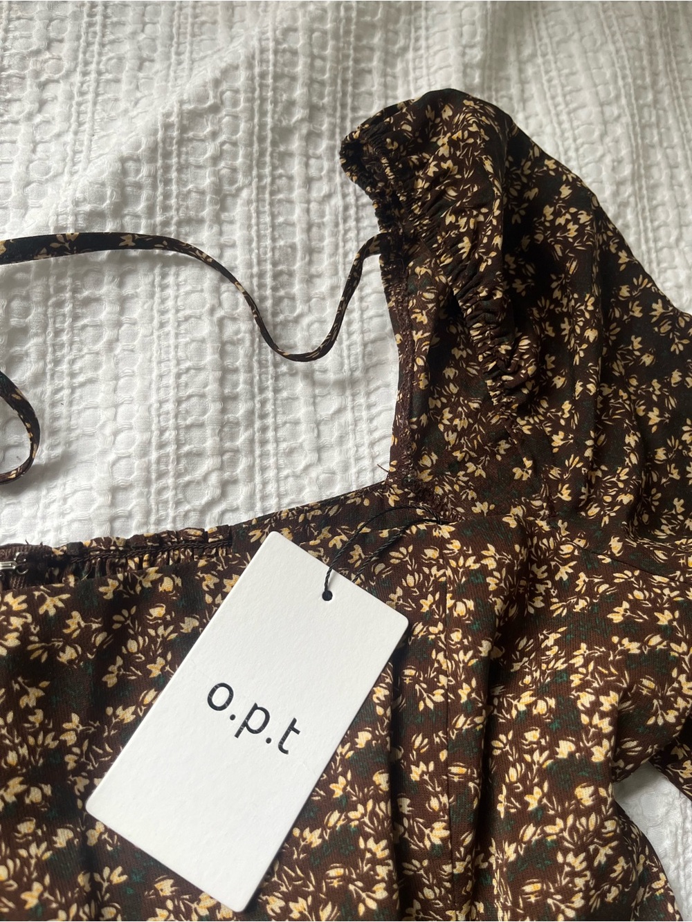 Brown Floral Long-Sleeve Maxi Dress with Square Neck - Picture 13 of 14